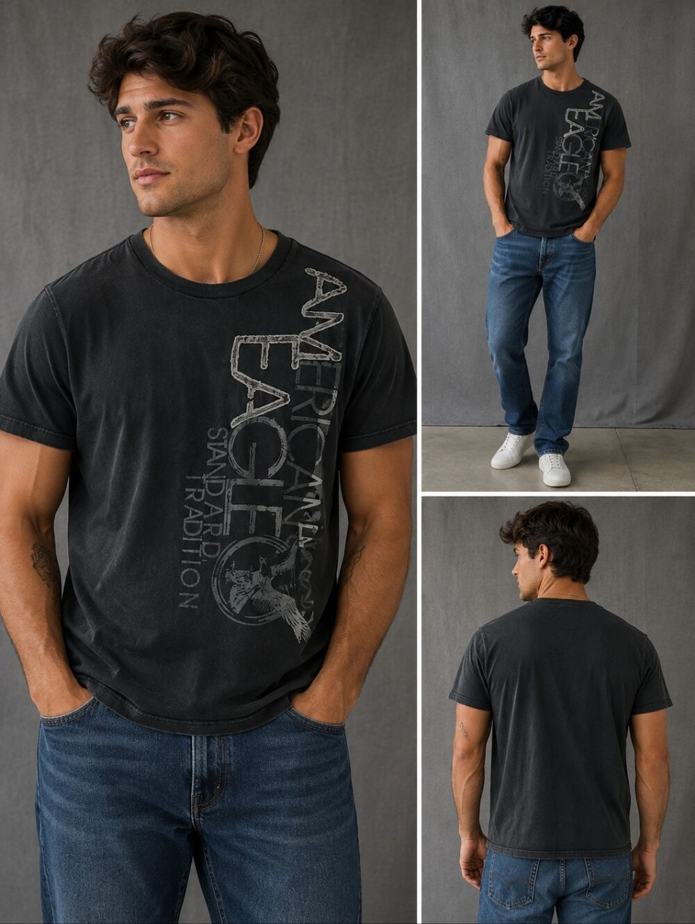 🎉5 Items For 10🎉American Eagle Outfitters Men’s Black Graphic Logo Tee
